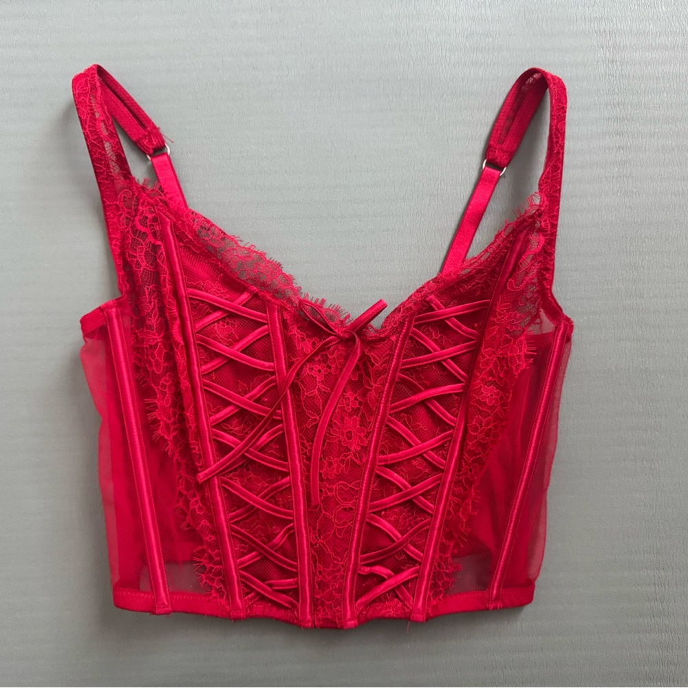 Victorias secret red corset PERFECT CONDITION